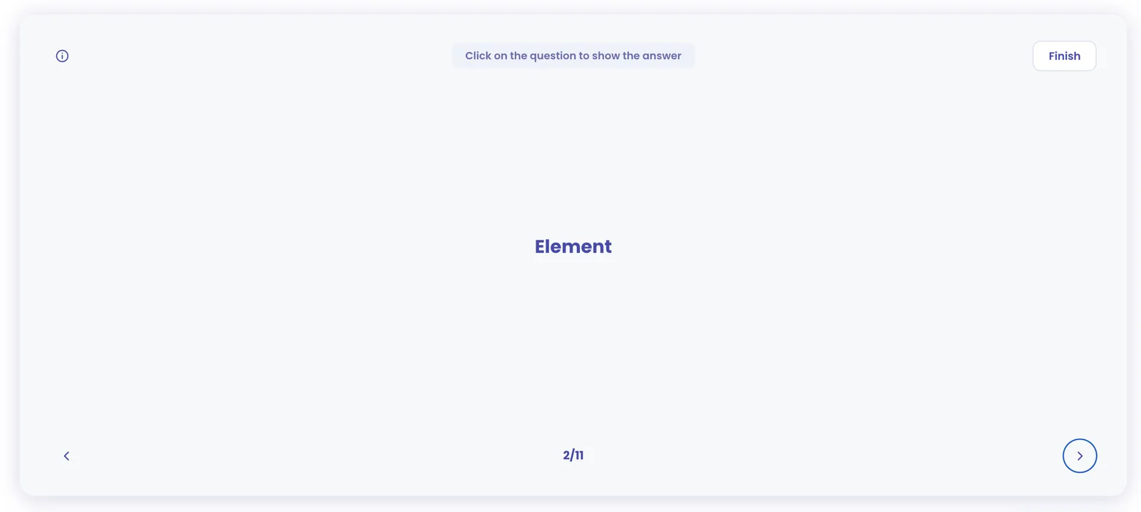 Flashcard revision screen showing a key term to recall